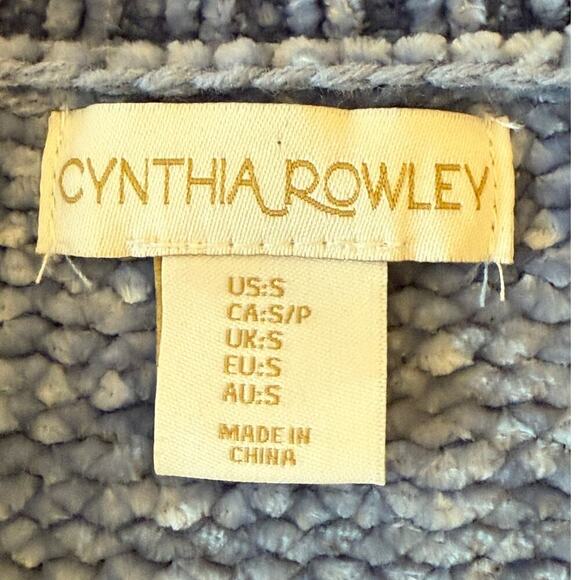 CYNTHIA ROWLEY Blue Chenille Crew Neck Sweater Top Women's size S - Picture 4 of 7